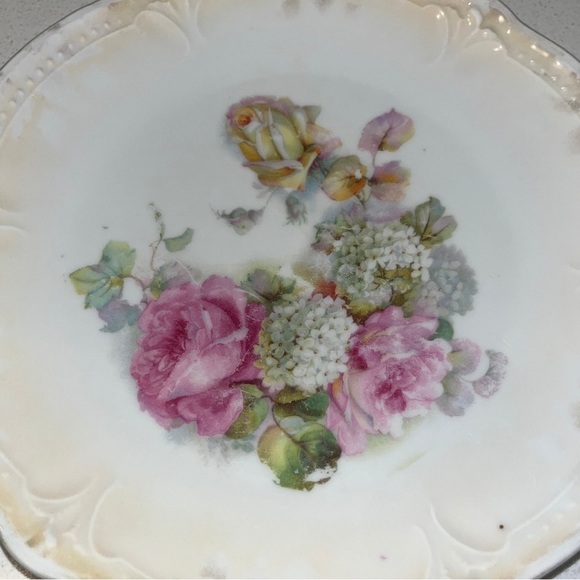 Vintage German Porcelain Hand Painted Floral Decor Plate - Picture 3 of 4